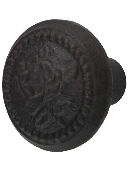 Beaded Rose Cast-Iron Cabinet Knob.